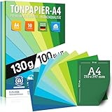 100 Blatt TONPAPIER - Papier DIN A4 - 130g/m² Set...