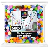 OfficeTree 500 Bunte Pompons zum Basteln 10mm -...