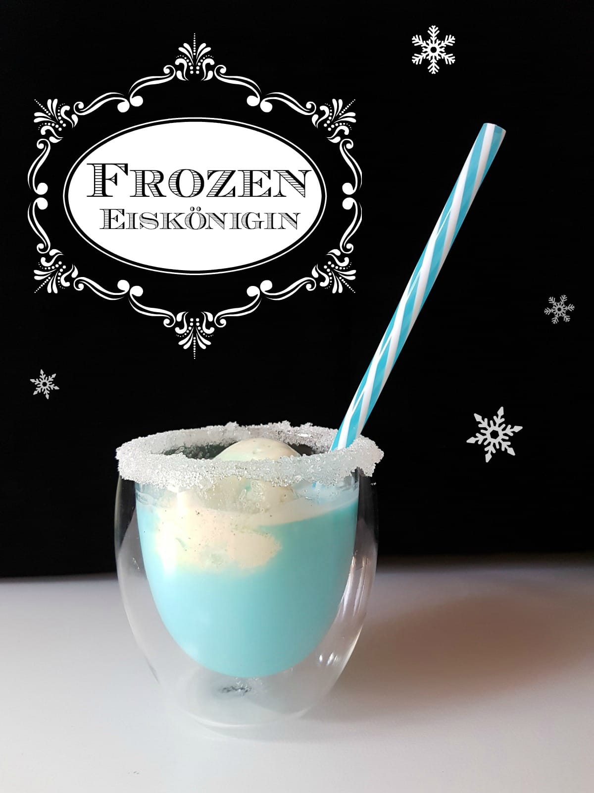 Frozen Eiskönigin Rezept-Tipp: Blauer Frozen Kindercocktail mit Vanilleeis. Zum Rezept