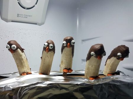 Bananen Pinguine mit Schokolade