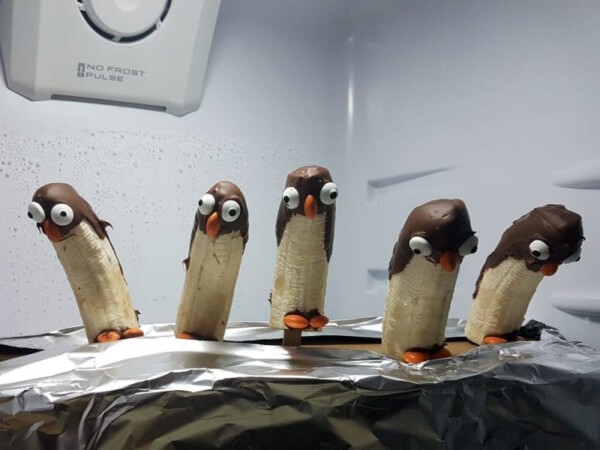 Bananen Pinguine mit Schokolade