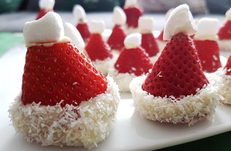 Rezept: Erdbeer Nikolausmütze Weihnachten Dessert