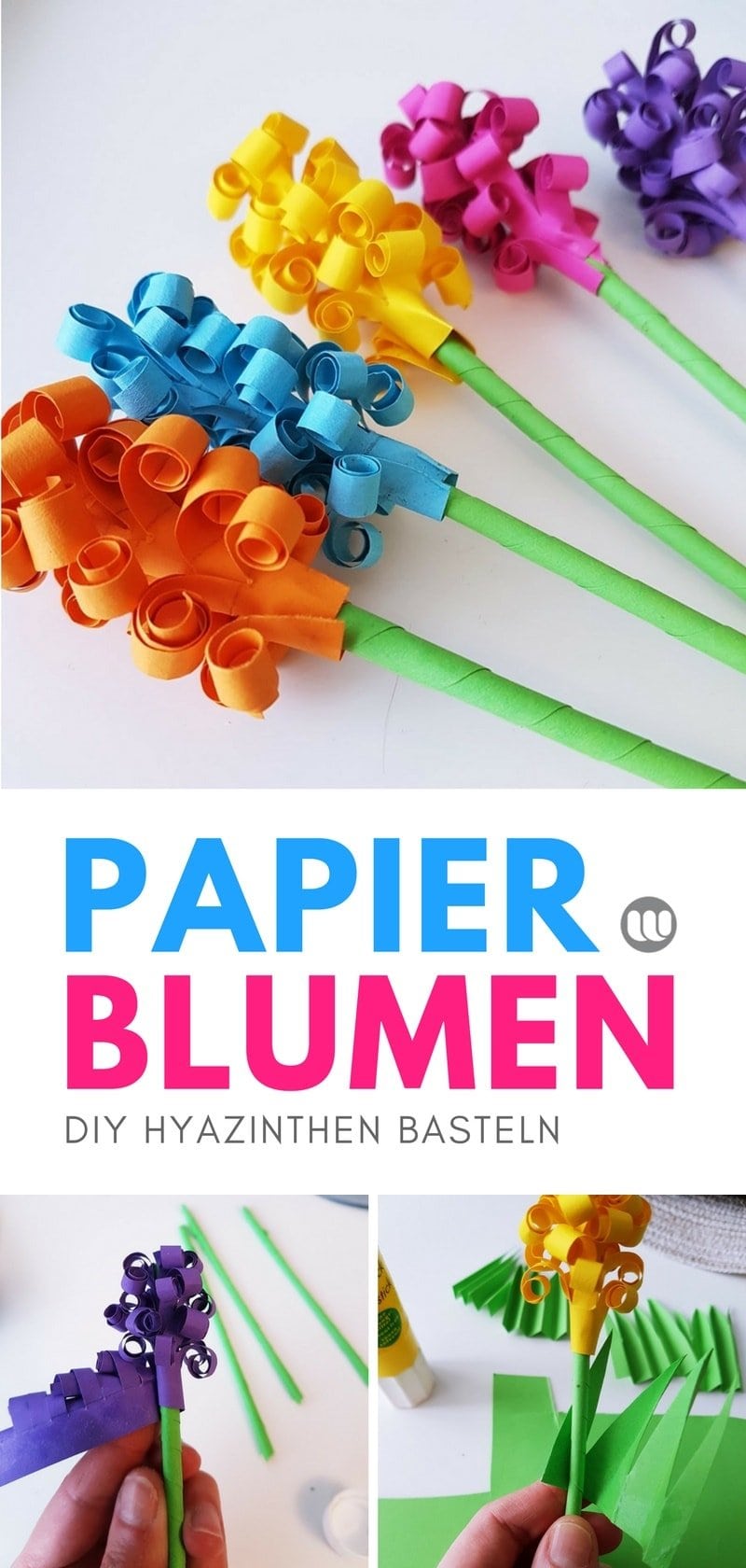 Hyazinthen Blumen aus Papier basteln: DIY Papierblumen für den Frühling selber machen