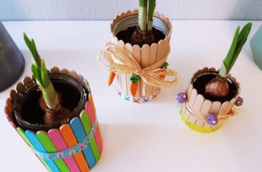 Bastelanleitung für Blumentopf aus Dosen und Eisstäbchen