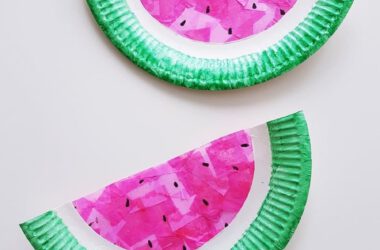 DIY Bastelanleitung für Kinder: Sommerliche Wassermelonen Fensterbilder