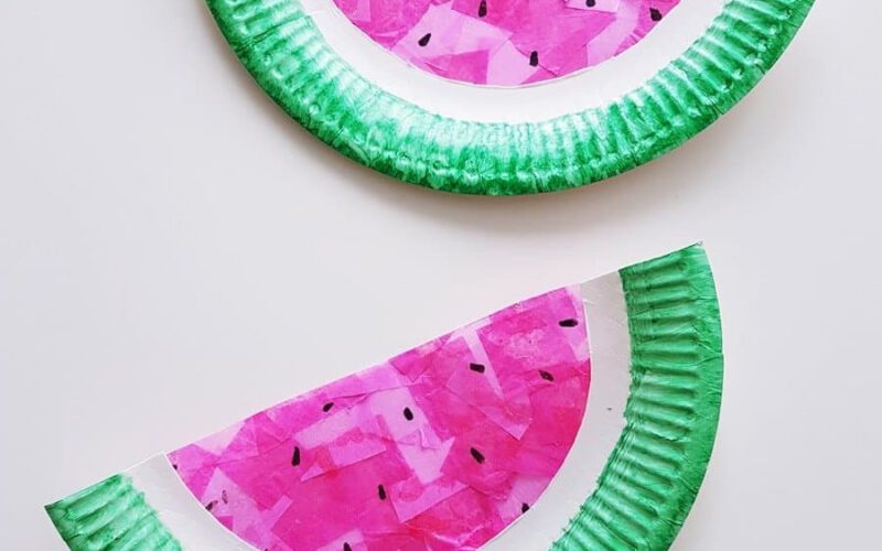 DIY Bastelanleitung für Kinder: Sommerliche Wassermelonen Fensterbilder