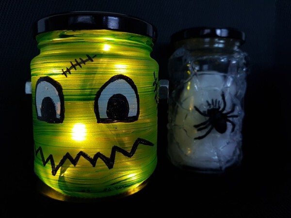 Halloween Dekolampe Frankenstein basteln