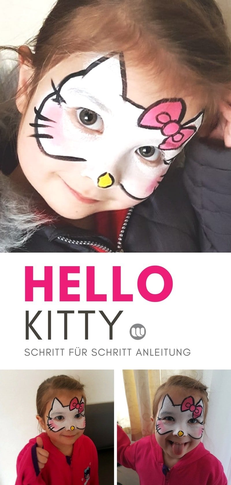 Kinderschminken Hello Kitty Katzengesicht #Karneval #fasching #schminken #katze #kinder