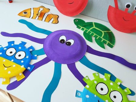 Unterwasserwelt Bastelideen aus Papptellern