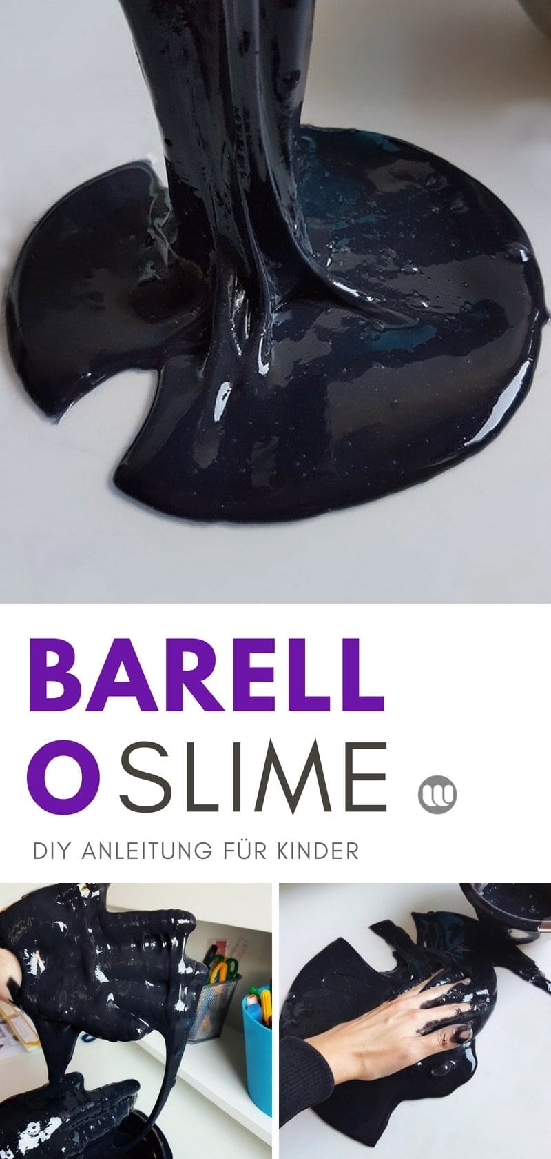 Barrel-O-Slime selber machen: Rezept und Anleitung für pechschwarzen Öl-Schleim #slime #selbermachen #slime_rezepte #schleim